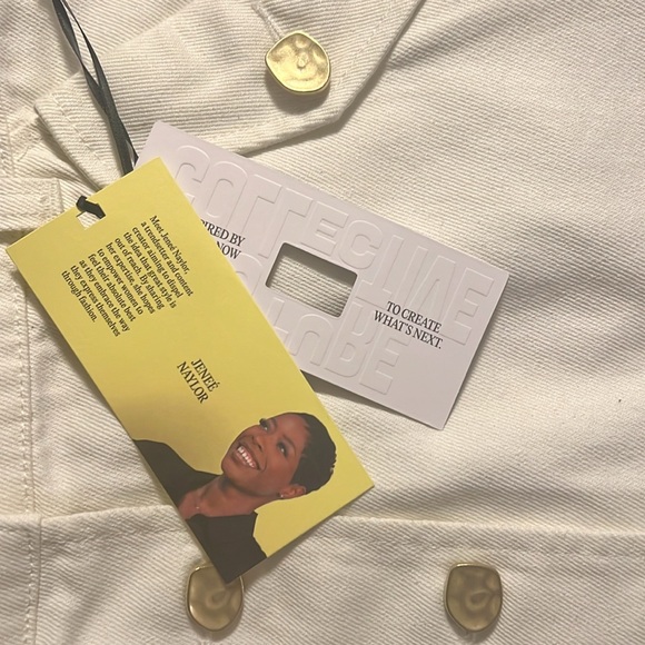 NWT Jenee Naylor Future Collective Gold button front white denim mini skirt - Picture 6 of 6